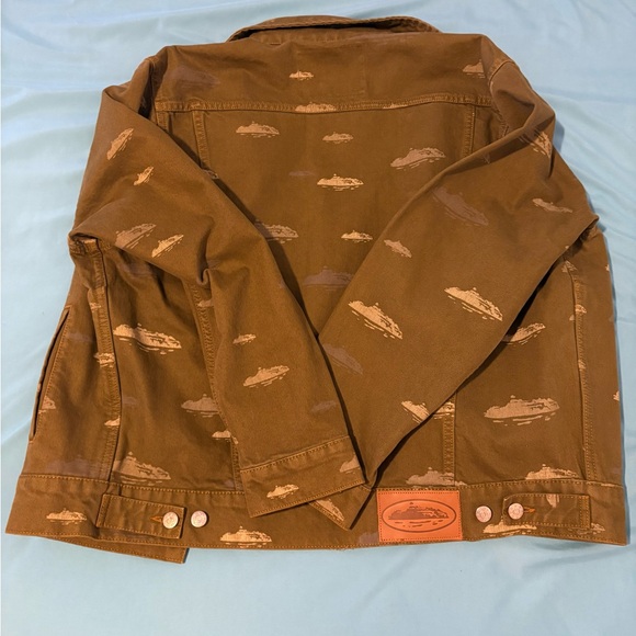 Corteiz Jean jacket green Alcatraz Pattern Denim medium like new - Picture 8 of 8